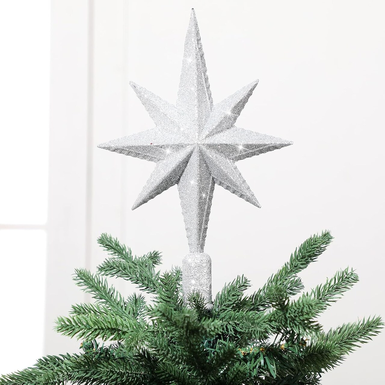 Silver Christmas Star Tree Topper Bethlehem Glitter Star Tree Topper Decorative